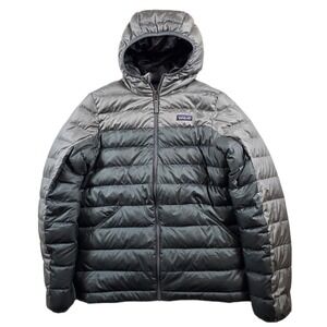 Patagonia Reversible Down Sweater Hoody Jacket Boys XL-2XL 14-16 Grey Black
